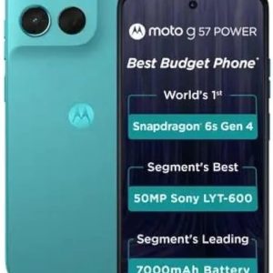 Motorola G57 Power 5G Fluidity colour variant with 6.72 inch FHD+ display, 50MP Sony LYT-600 rear camera, and 7000mAh monster battery.