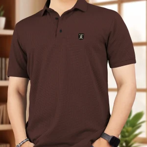 VeBNoR Men Self Design Polo Neck Polyester Pink T-Shirt